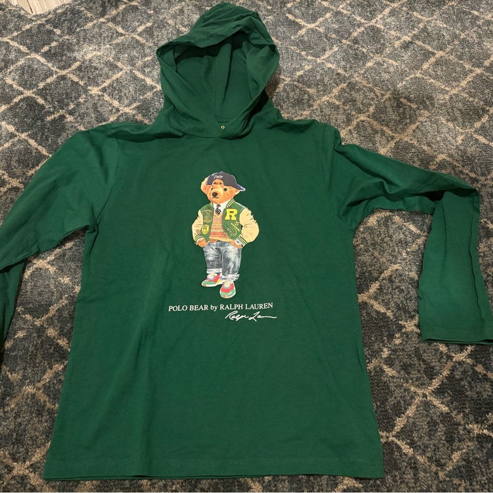 Ralph Lauren Kids Green Hoodie with Polo Bear